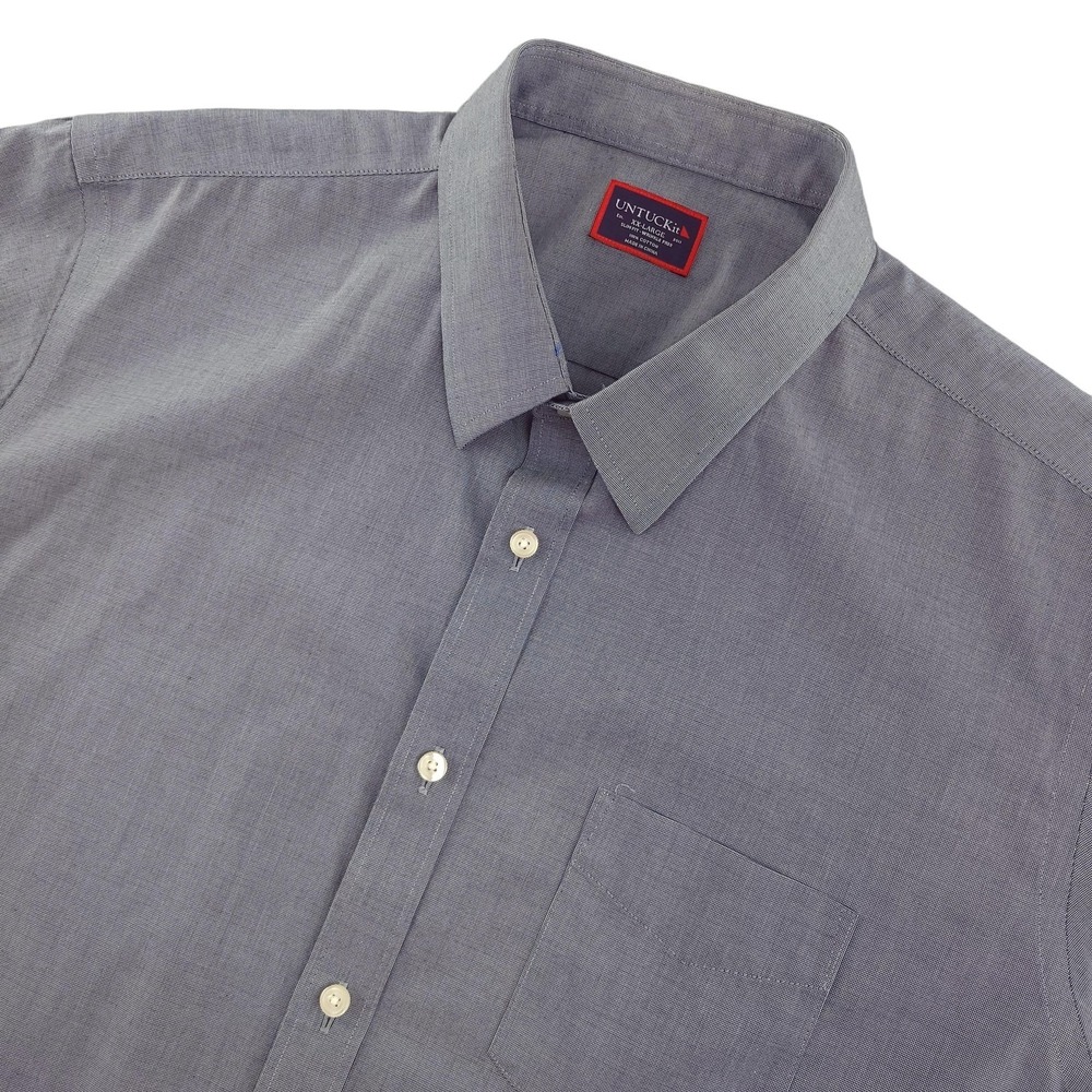 UNTUCKit Petrus Wrinkle Free Shirt Mens 2XL Blue Check Short Sleeve Button Up